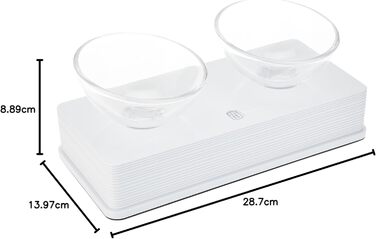 Миска для котів Catit Style Glass Diner, скляна, піднята, чорна глянцева, 2 x 200 мл (біла глянцева)