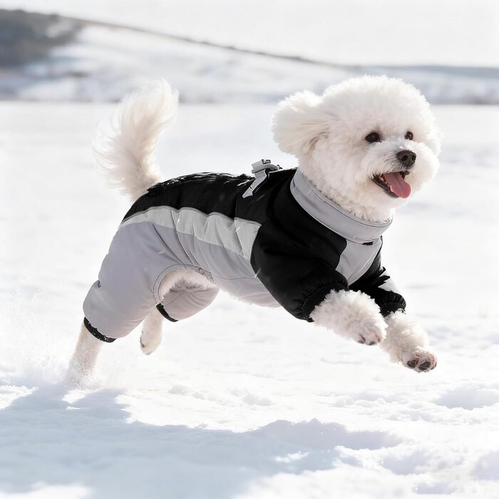 Зимовий теплий одяг для тварин: регульований комбінезон з світловідбиваючими смугами та кільцем для оптимальної безпеки (27 см, C)