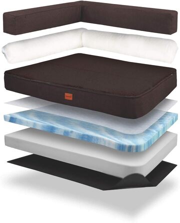 Ортопедичне собаче ліжко Brunolie Odin, зручне та миється, розмір S (80x60 см), колір темно-коричневий