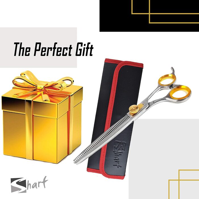 Професійні філірувальні ножиці Sharf Gold-Touch для тварин, 17,8 см, 46 зубців, з японської сталі 440C, для грумінгу шерсті, загострені кінці