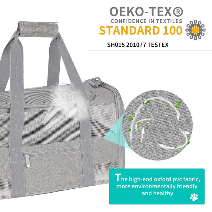 Транспортна переноска для котів та собак велика, сіра, складна, з м'якими боковинами