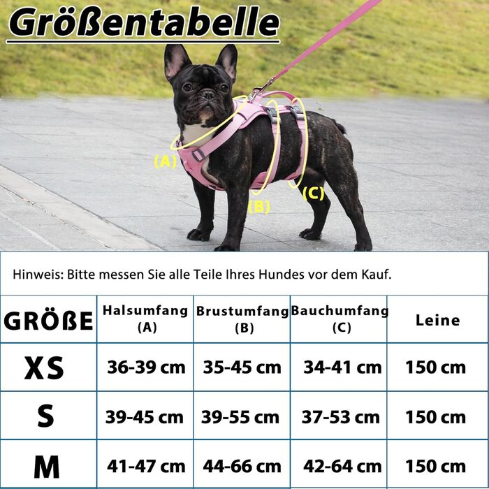 Нашийник для собак Wuffley з повідком, безпечний нашийник від вислизання, анти-тяговий нашийник з ручкою та світловідбиваючими елементами, легкий, регульований нашийник для середніх собак (рожевий, XS) Дуже маленький рожевий