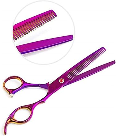 Професійні ножиці для грумінгу собак, набір, прямі та вигнуті ножиці для собак, 7 дюймів (фіолетовий)