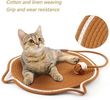 Килимок для дряпання котів Kratzwunder, з натурального бавовняного мотузка, сірий, 43x43 см