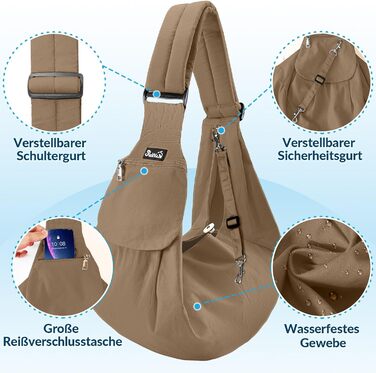 Сумка-переноска для собак SlowTon, водонепроникна, з регульованим плечовим ременем та передньою кишенею, L (для тварин 4,5-7,2 кг)