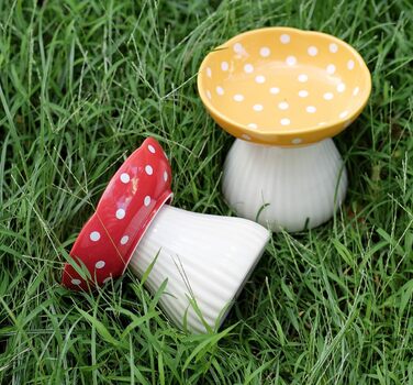 Підвищена годівниця для котів RESVUGA з милим дизайном, безпечна керамічна годівниця для котів та маленьких собак (жовта)