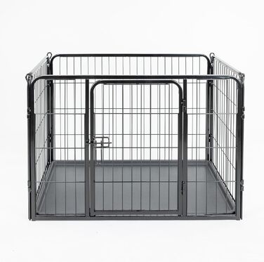Манеж для цуценят MaxxPet з підлогою, складний вольєр для собак, 4 панелі, 107x71x73 см, чорний, внутрішній вольєр для дому