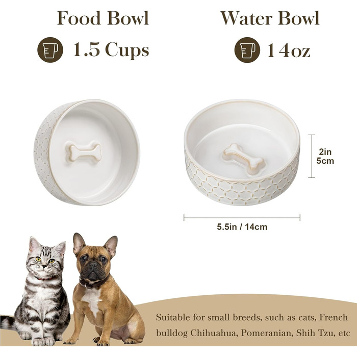 Миска для собак Malacasa з підставкою з горіхового дерева, 450 мл, подвійна миска для собак та котів, для корму та води, неслизька підставка, дизайн у стилі квітки та соти (450 мл, 1 шт.)