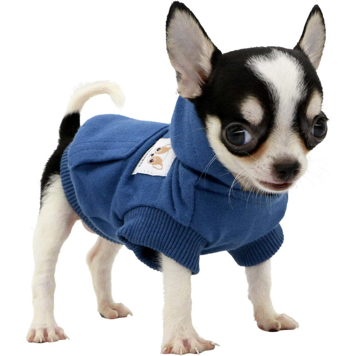 Світшот для собак LOPHIPETS з бавовни, для маленьких собак, чихуахуа, цуценят, на холодну погоду, темно-синій, розмір XXS (1 шт.)