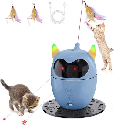 Інтерактивна іграшка для котів Spessn, автоматична з червоною крапкою, перезаряджувана, для котів/кошенят/собак (біла/блакитна)