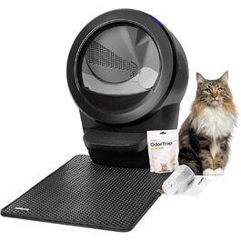 Автоматичний туалет для котів Litter-Robot 4 Whisker, чорний, з комплектом для початківців: туалет, огорожа, килимок, 2 OdorTrap, 25 пакетів для відходів