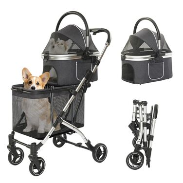 Візок для собак 3-в-1 до 24 кг, складний, для маленьких собак та котів, візок-кіндерваген для собак