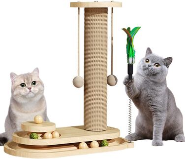 Інтерактивна дерев'яна іграшка для котів Nyingki, 4 в 1: котячий кулька-крус, інтелектуальна іграшка, дерев'яна іграшка для котів