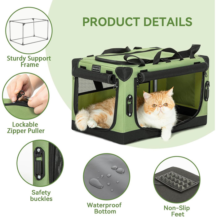 Складана транспортна сумка Petsfit для собак і котів, дорожня переноска для авто, з посиленими швами, безпечними застібками та регульованим чохлом