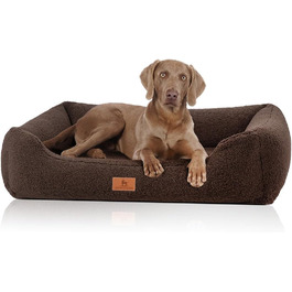 Ортопедичне собаче ліжко Knuffelwuff з м'якого штучного хутра, вовна, XXL 120 x 85 см, коричневе | Знімний чохол | Практичне прання | Для великих, середніх та маленьких собак, розмір 120 x 85 x 25 см