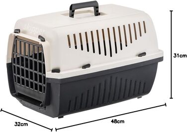 Переноска для котів та собак Ferplast SKIPPER 3, 62x41x38 см, пластик, з відкидним ручками (Бежевий)