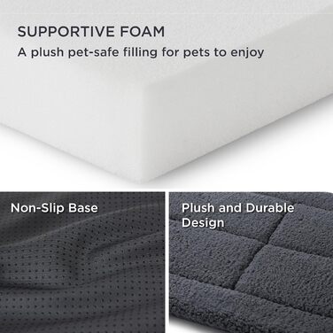 Килимок для собак BEDSURE великих порід - 104x69 см, миючий, Sherpa-плюш, з високощільним наповнювачем, темно-сірий