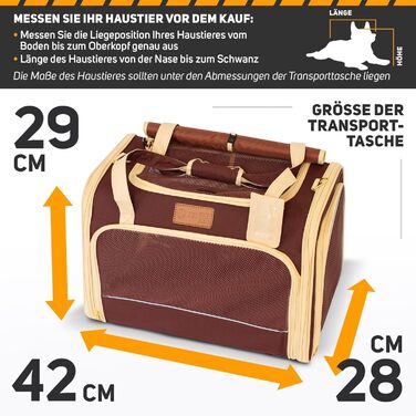 Транспортна переноска для котів та собак PETPROVED (L, Колір: Коричневий) 42 x 29 x 28 см