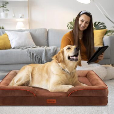 Ортопедичне ліжко для собак AUSCAT, 60x45 см, коричневе. Знімний, водонепроникний чохол, антиковзаюча підставка.