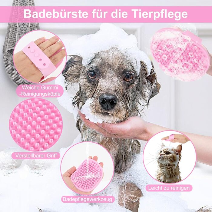 Набір для грумінгу собак та котів (9 шт.) - щітка для самостійного очищення, гребінець для видалення ковтунів, триммер для нігтів з напилком, гребінець від бліх, рукавичка для миття - професійний набір для догляду за шерстю для короткошерстих та довгошерс