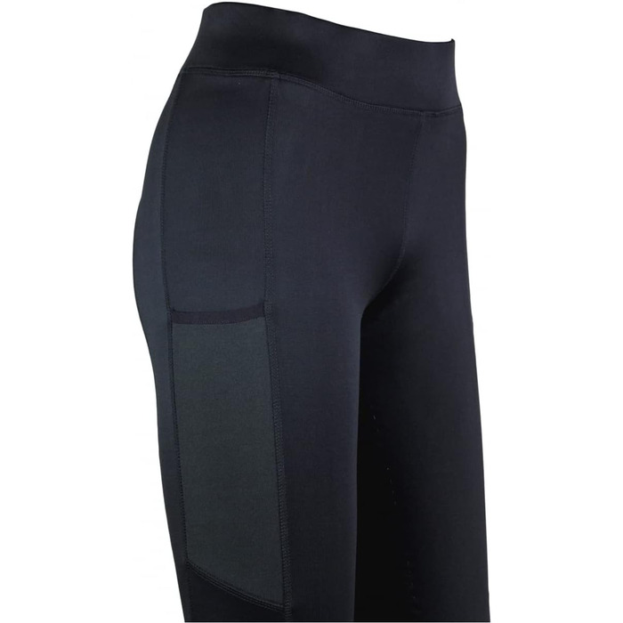 Лазура - Теплі рейтузи для верхової їзди для дітей та жінок Емілія | Утеплені термо-рейтузи з силіконовим повним обхватом | Рейтузи для верхової їзди для хлопчиків та дівчаток з флісовою внутрішньою стороною | Дитяча та жіноча верхова екіпіровка 176 Чорни