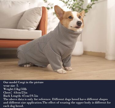 Теплий флісовий халат для собак, цільнотіла куртка на 4 лапах, регульований пуловер на блискавці, зимовий одяг, ідеальний для собак в приміщенні та на вулиці, для маленьких, середніх собак (xs, сірий)