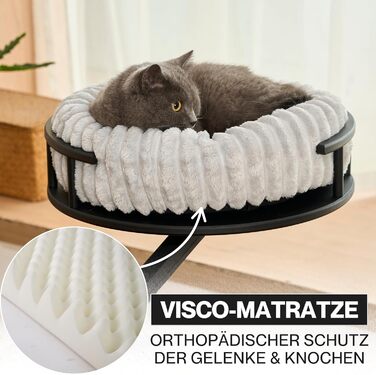 Кішка лежанка Noviclass® LEVI | Платформа для котів | Для столу та підвіконня | 2 лежанки | Cord-дизайн сірий | Міцна та сучасна