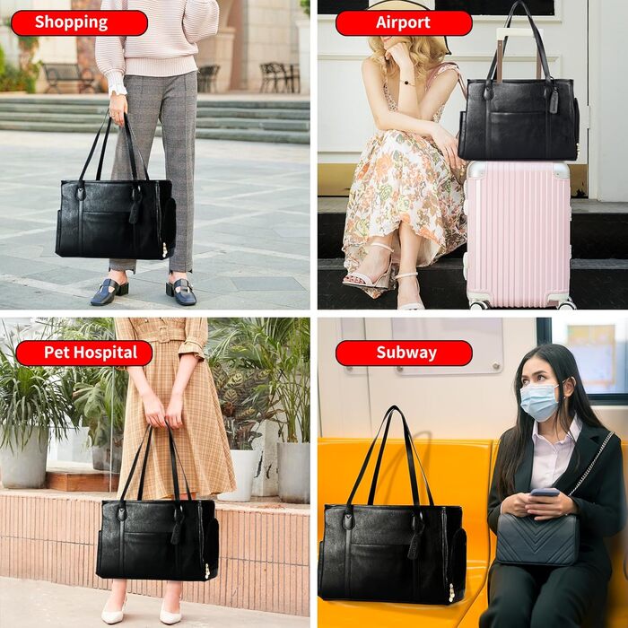 Сумка-переноска для собак і котів Monanller, шкіряна, для маленьких собак, кошенят та цуценят, схвалена авіаперевозниками, м'які бокові стінки (Чорний)