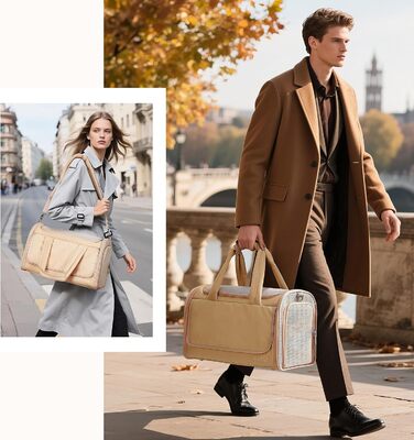 Транспортна переноска для котів та собак 4Pet, Khaki: міцна, з сіткою, для подорожей літаком та автомобілем