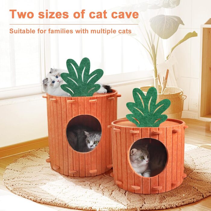 Двоярусна кігтеточка-будиночок для котів з платформою та іграшкою, 60x40x40 см