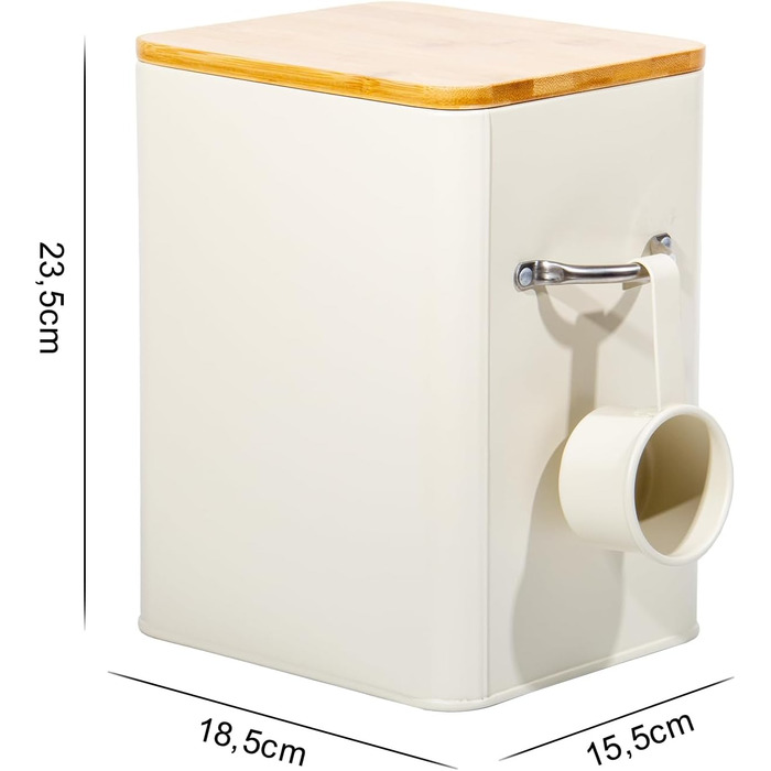 Контейнер для порошку GREELUE 6.5L з дозатором, коробка для миючого засобу, контейнер для корму, ящик для зберігання печива, кавових зерен, корму для тварин (Бежевий)