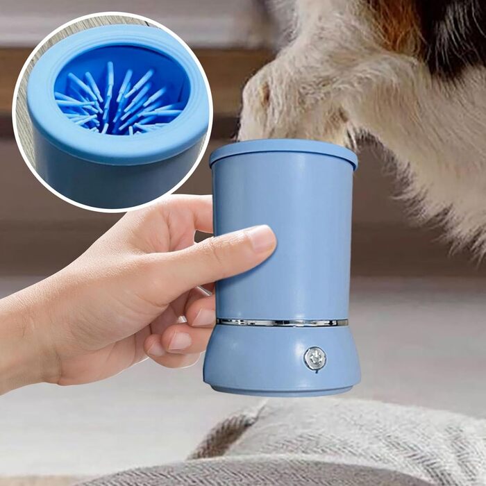 Pawclean Pro: Автоматичний очищувач лап для собак та котів – 360° силіконова щітка, USB, білий/блакитний