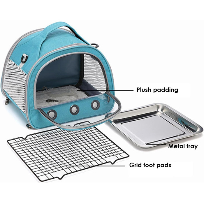 Переносна клітка для птахів Vogeltransport - легкий рюкзак для папуг, хамстерів, малих птахів. Атмосвітний, складаний дизайн, блакитний колір