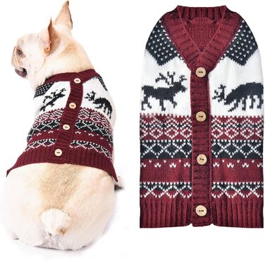 Пуловер для собак ABRRLO з бавовни, теплий зимовий костюм для святкування Нового року (L, костюм оленя)