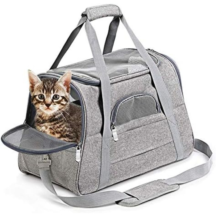 Транспортна переноска для собак та котів, складана, з м'якою підстилкою, з плечовим ременем, Oxford тканина