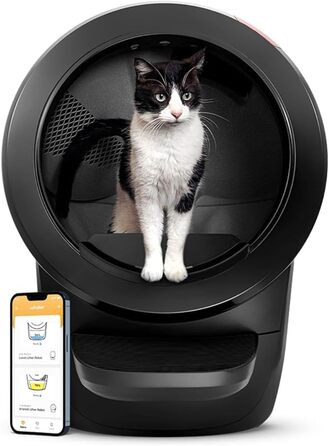 Автоматичний туалет для котів Litter-Robot 4 Whisker, чорний, самочищення, зменшує запахи, для будь-якого грудкуватого наповнювача