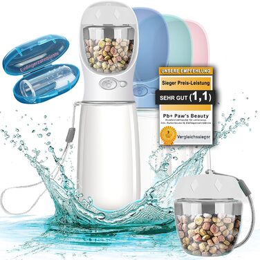 Набір з 2 шт. туристичних пляшок для собак з щіткою | Пляшка для собак 550 мл, вища якість, не протікає | Для подорожей