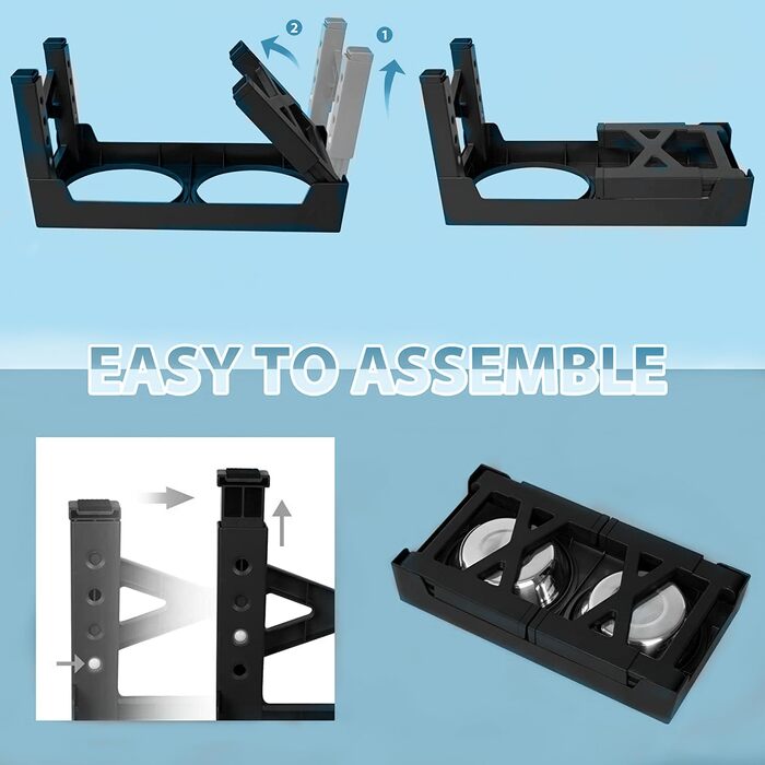 Набір мисок для собак з регульованою висотою, 2 шт. з нержавіючої сталі, для великих, середніх та малих собак