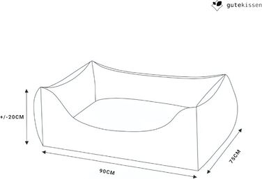 Ліжко для собак Gutekissen® з м'якого матеріалу, наповнене поліуретановим пінопластом, з рифленим покриттям, стійке до бруду, вибір кольору та розміру, з невеликим подушкою. Розмір L - 90x75, Бежевий