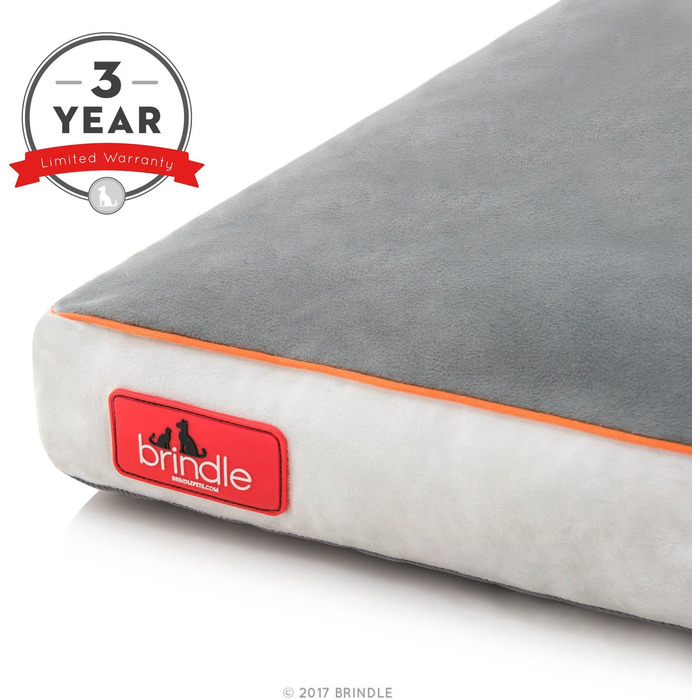 Brindle ортопедичне ліжко для собак з подрібненої піни Memory Foam, знімний та праний чохол, 132×86 см, сірий