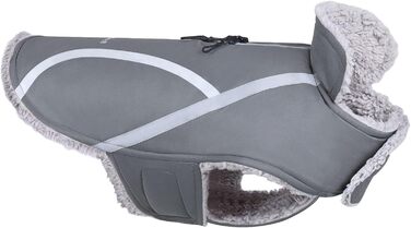 Теплий зимовий одяг для собак VIVAGLORY Frostfit: софтшелл з підкладкою з флісу, захист від снігу та холоду, світловідбиваючі елементи, сірий, XS (37-44см)