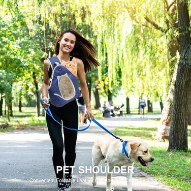 PETCUTE Сумка-переноска для собак та котів, складана, для дрібних тварин, з ремінком безпеки, блакитна денім (M)