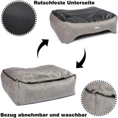 CopcoPet Hugo: ортопедичне ліжко для собак великих порід, велюрова обробка, коричневе, 100 x 80 см. Знімний чохол, неслизьке, легко миється. Для середніх та великих собак, захист суглобів, стабільна форма.