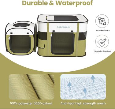 Переносний вольєр для котів та собак, водовідштовхувальний, міцний, для дому та вулиці, Pop-up, з сумкою, для подорожей та кемпінгу