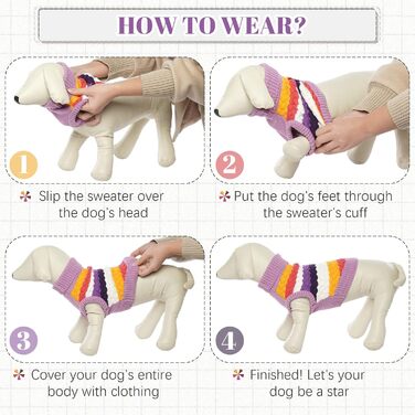 Теплий пуловер для собак Kuoser, для маленьких та середніх собак, флісова одіяг, зима (S, фіолетовий)