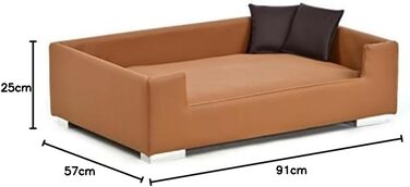 Диван для собак Lycce з екошкіри, кольору нуґа, 91x57x25 см