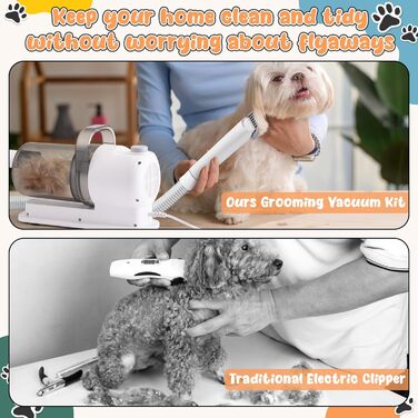 Пылесос для домашних животных 2.5л, тихий 48дБ, для собак и кошек, набор для груминга, включая триммер, щетку и инструменты для чистки. (С розеткой US)