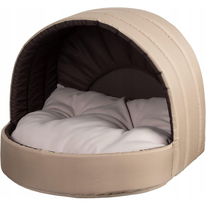 Кімнатне ліжко для собак та котів | Ліжко-будиночок для маленьких собак | Зручне, миється, з м'яким килимком (62x52 см, кремовий)