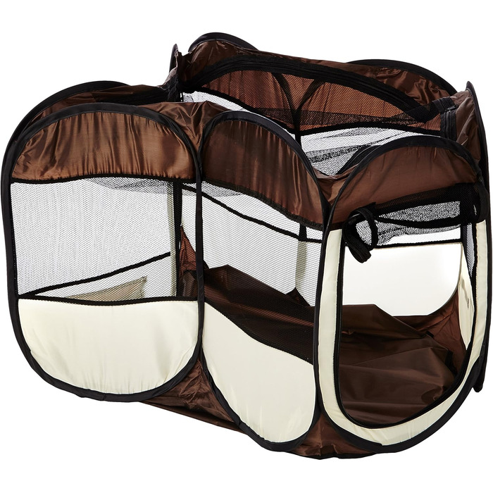 Клітка-загон для кроликів та морських свинок BUNNY BUSINESS, розкладний, тканинна, рожева (коричнева)