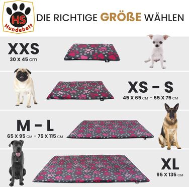 Лежак-мат для собак HS-Hundebett XS 45x65 см, двосторонній, з наповнювачем 3 см, сірий з лапкою, для дивана, авто і переноски, вироблено в Німеччині